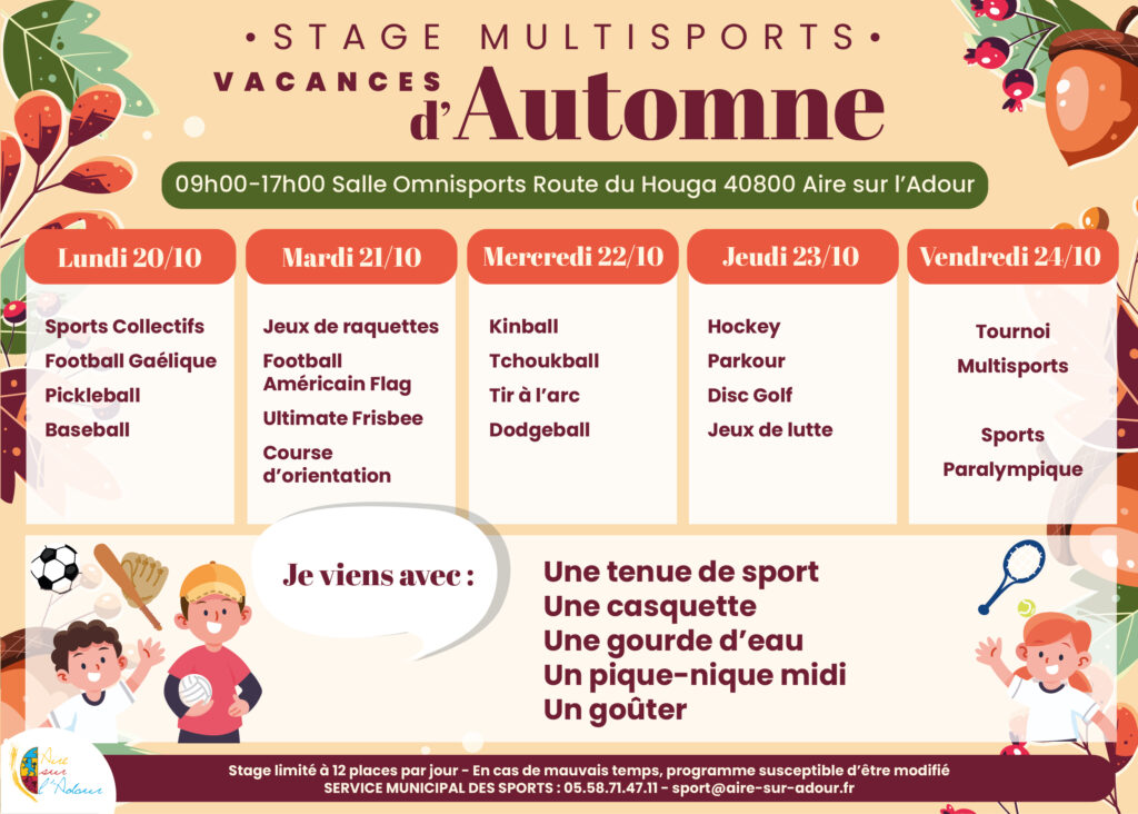 Planning Sports Aire sur l'Adour vacances